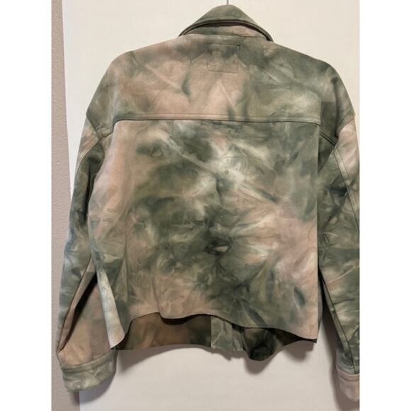 Black Label Faux Suede Tie-Dye Jacket Size Medium | Cropped Baggy Fit - Picture 5 of 5